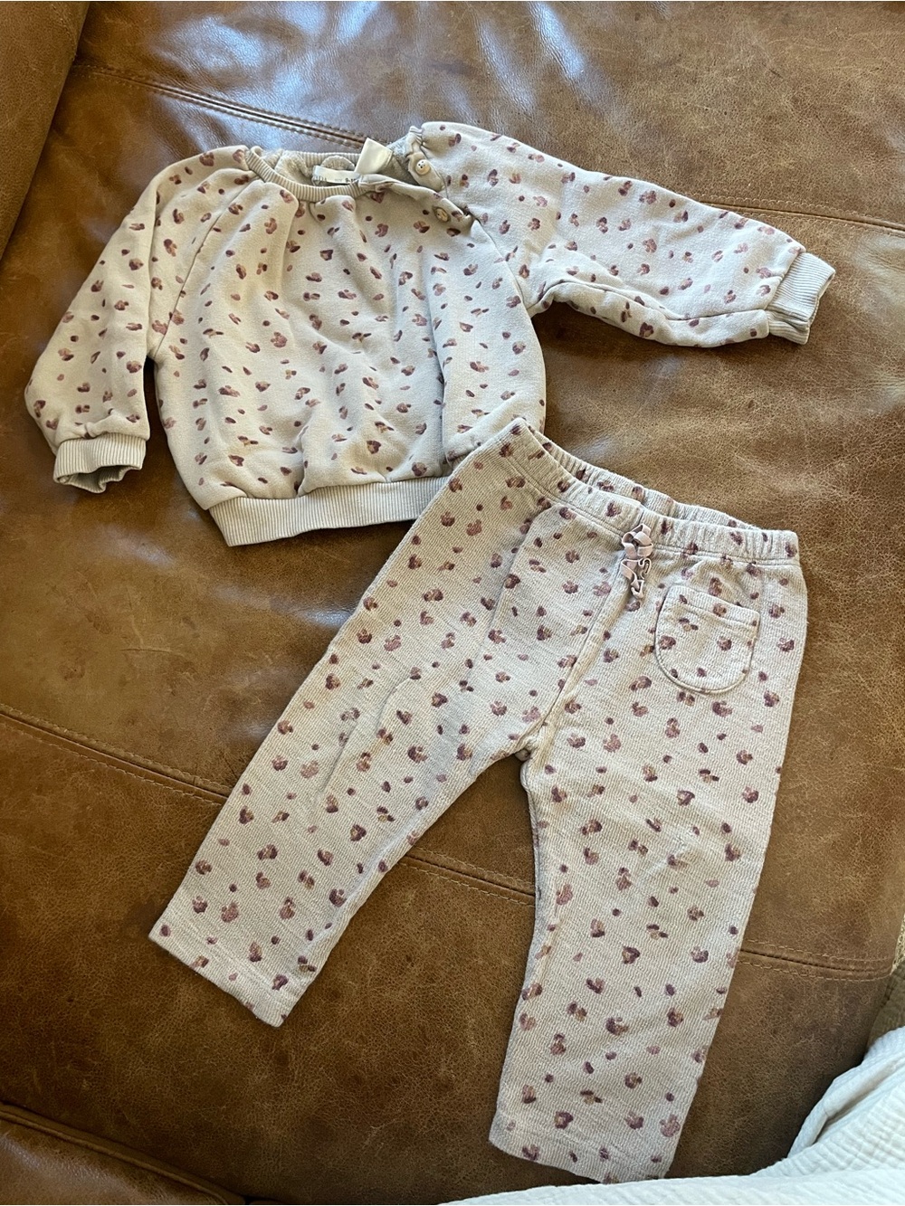Zara purple Sweatshirt & Pants Set with Dusty Pink Heart Print